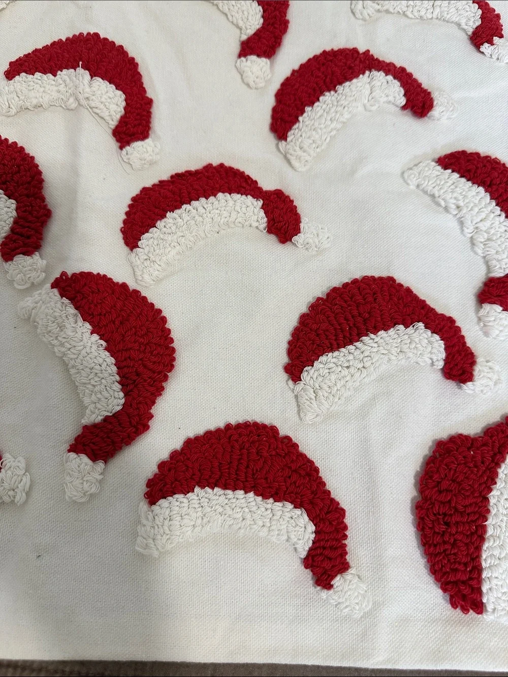 Festive Santa Hat Holiday Pillow Cover - Red and White 17” square Set of 2